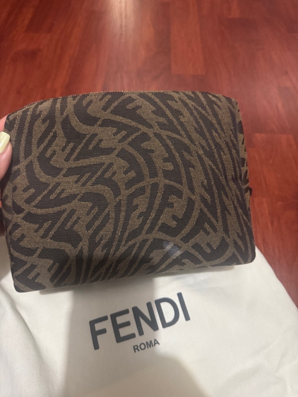 Fendi Brown and Black Monogram Cosmetic Pouch
